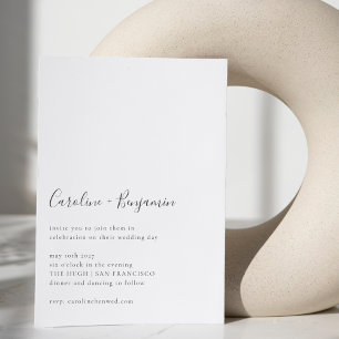 Minimalistisk skript Modern White Simple Boho Bröl Inbjudningar