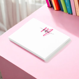 Minimalistisk skript Monogram Namn Shock rosa Post-it Block
