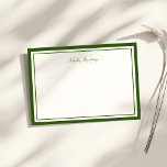Minimalistisk skript Moss Grönt 2 Gräns Monogram Anteckningskort<br><div class="desc">Skriva ner ditt meddelande eller anteckningar på det här minimalistiska eleganten-tittar anteckningskortet för grönt som innehåller ett monogram för serif-teckensnitt och ett skripttecken för ditt namn med tjockt och tunt gräns. Anpassa det med initialerna.</div>