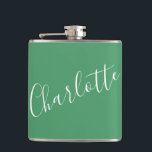 Minimalistisk skript Namn Kelly Grön Fickplunta<br><div class="desc">Minimalistisk skript Typografi Namn Flask i Kelly Grön</div>