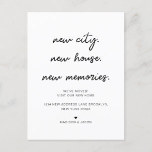 Minimalistisk skript Ny hemflyttningsannons Vykort