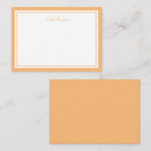 Minimalistisk skript orange två ram monogram anteckningskort