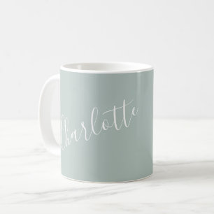 Minimalistisk skript Personlig Namn Dusty Blue Kaffemugg