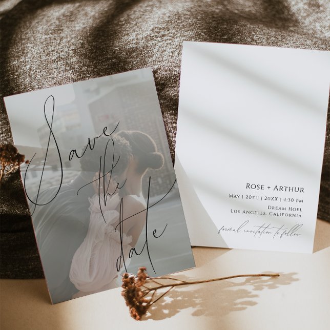 Minimalistisk skript platt Spara datum-kort Inbjudningar (Skapare uppladdad)