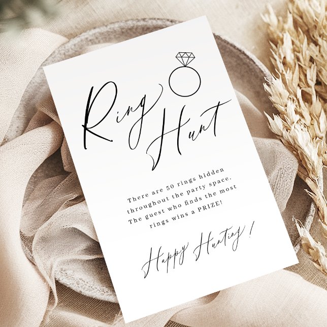 Minimalistisk skript ringjakt bröllopsdusch spel (Minimalist script ring hunt bridal shower game)