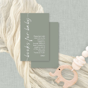 Minimalistisk skript Salvia Böcker för Baby Shower Tilläggskort