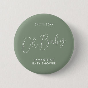 Minimalistisk Skript Salvia Grön Bebis Shower eleg Knapp