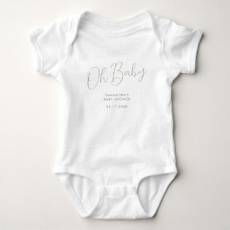 Minimalistisk Skript Salvia Grön Oh Baby present T Shirt