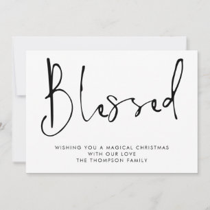 Minimalistisk skript, svart, vit jul julkort