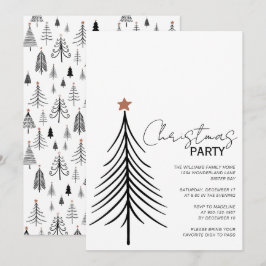 Minimalistisk skript, svart, vit jul Party Inbjudningar