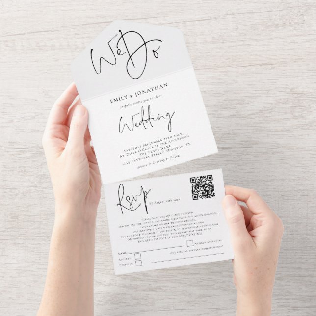 Minimalistisk skript Vi gör QR-kod Bröllop (Avrivbar del)