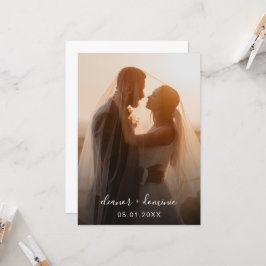 Minimalistisk skriptfoto QR-kod OSA Bröllop Inbjudningar