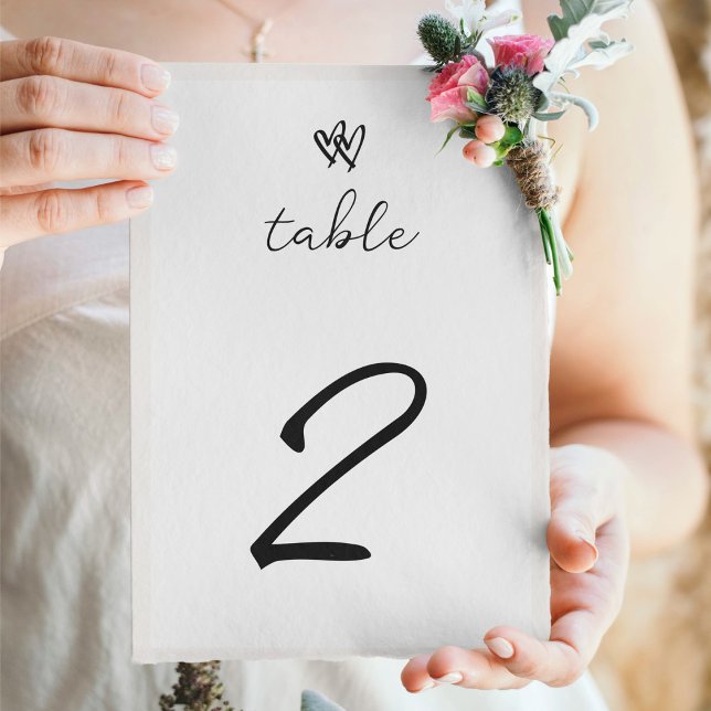 Minimalistisk skripthandskriven typografi Bröllop Bordsnummer (Minimalist Script Hand Written Typography Wedding Table Number)