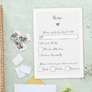 Minimalistisk skripthandskriven typografi Bröllop OSA Kort