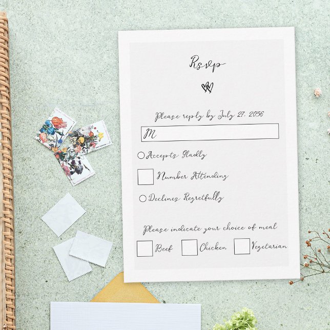 Minimalistisk skripthandskriven typografi Bröllop OSA Kort (Minimalist Script Hand Written Typography Wedding RSVP Card)