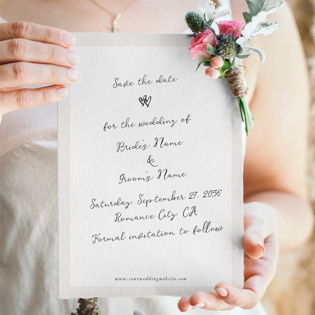 Minimalistisk skripthandskriven typografi Bröllop Spara Datumet (Simple Minimalist Hand Written Typography Wedding Save The Date)