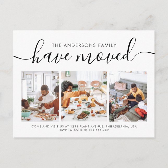 Minimalistisk skriptkalligrafi 3 fotoFlytta Meddelande Vykort (Framsida)