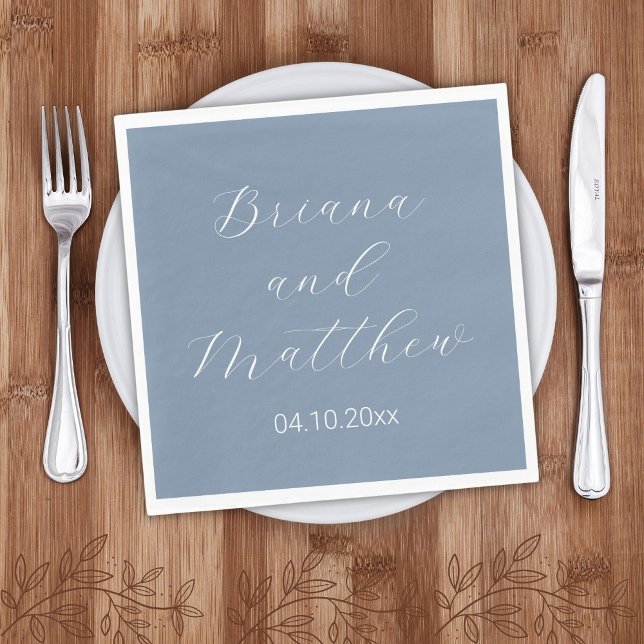 Minimalistisk skriptkalligrafi, damy Blue Bröllop Pappersservett (Skapare uppladdad)