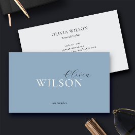 Minimalistisk skriptkalligrafi Modern Dusty Blue Visitkort