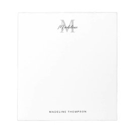 Minimalistisk skriptkalligrafi, svart Grått-monogr Anteckningsblock