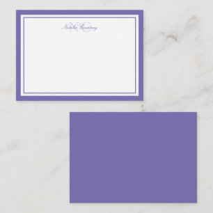Minimalistisk skriptLila två Gräns Monogram Anteckningskort