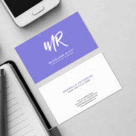 Minimalistisk skriptnamn initial | Speciell lila Visitkort