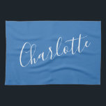 Minimalistisk skriptPersonlig Namn | Fransk blå Kökshandduk<br><div class="desc">Minimalistisk skripttypografi Namn i Fransk Blue och White Kitchen Towel</div>
