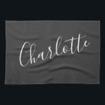 Minimalistisk skriptPersonlig Namn | Svartvit Kökshandduk<br><div class="desc">Minimalistisk skripttypografi Namn i Black and White Kitchen Towel</div>