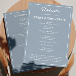 Minimalistisk skriptskiffer Grått Bröllop Program