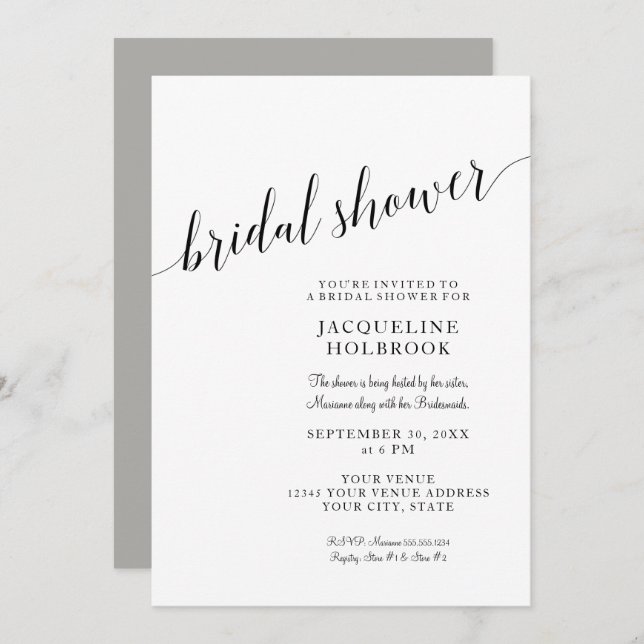 Minimalistisk skripttypografi för modern Möhippa Inbjudningar (Fram/baksida)