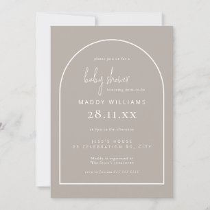 Minimalistisk skriptvalvd könsneutral babyshower inbjudningar