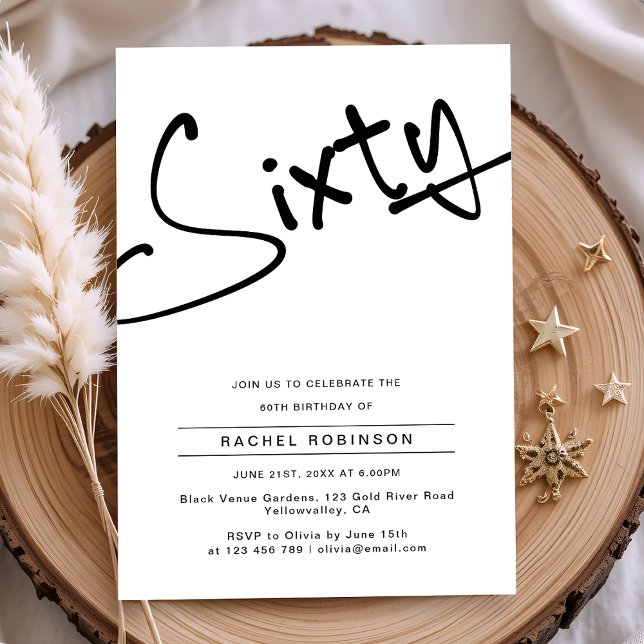 Minimalistisk skriptVuxen sextio sextionde Födelse Inbjudningar (Skapare uppladdad)