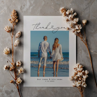 Minimalistisk skrivmaskin av typen Heart Bröllop Vykort