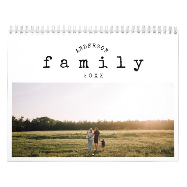Minimalistisk skrivmaskin - enkelt familjefoto kalender (Omslag)
