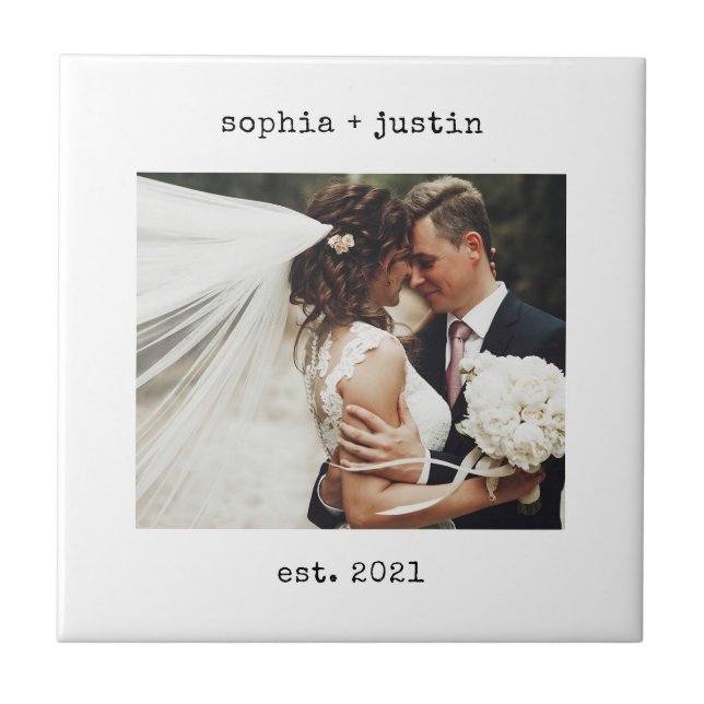 Minimalistisk skrivmaskin | Foton och år i Bröllop Kakelplatta (Framsidan)