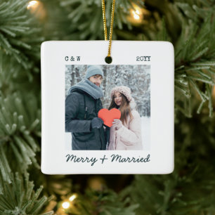 Minimalistisk skrivmaskin - gift, Merry Script Pho Julgransprydnad Keramik