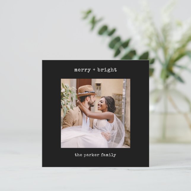 Minimalistisk skrivmaskin | God jul med foto Julkort (Stående Fram)