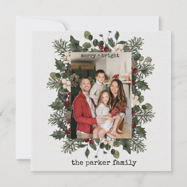 Minimalistisk skrivmaskin | God jul med foto Julkort (Framsida)