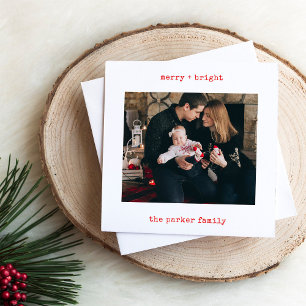 Minimalistisk skrivmaskin God jul med foto Julkort