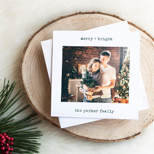 Minimalistisk skrivmaskin God jul med foto Julkort