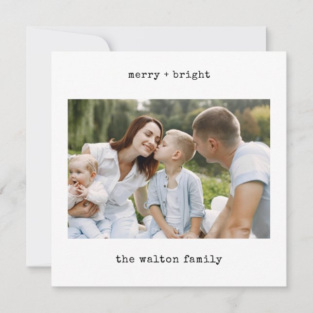 Minimalistisk skrivmaskin | God jul med foto Julkort (Framsida)