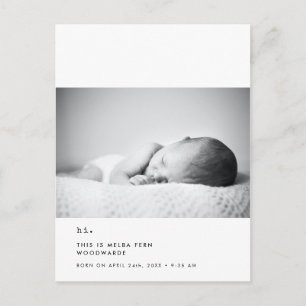 Minimalistisk skrivmaskin Hej ny bebis foto Vykort