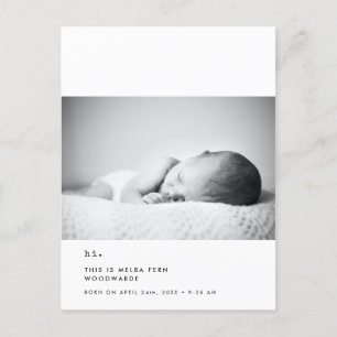 Minimalistisk skrivmaskin Hi nyfödd bebis-foto Vykort