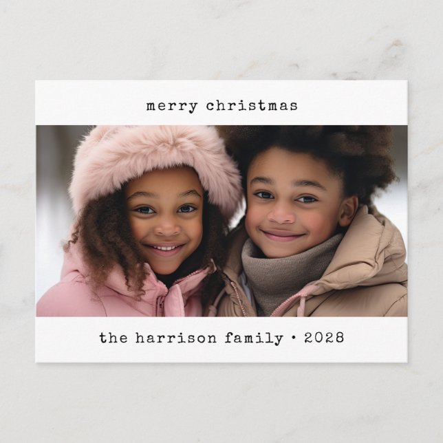 Minimalistisk skrivmaskin jul helg vykort (Framsida)