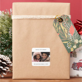 Minimalistisk skrivmaskin - julfotfotsfäst fyrkantigt klistermärke