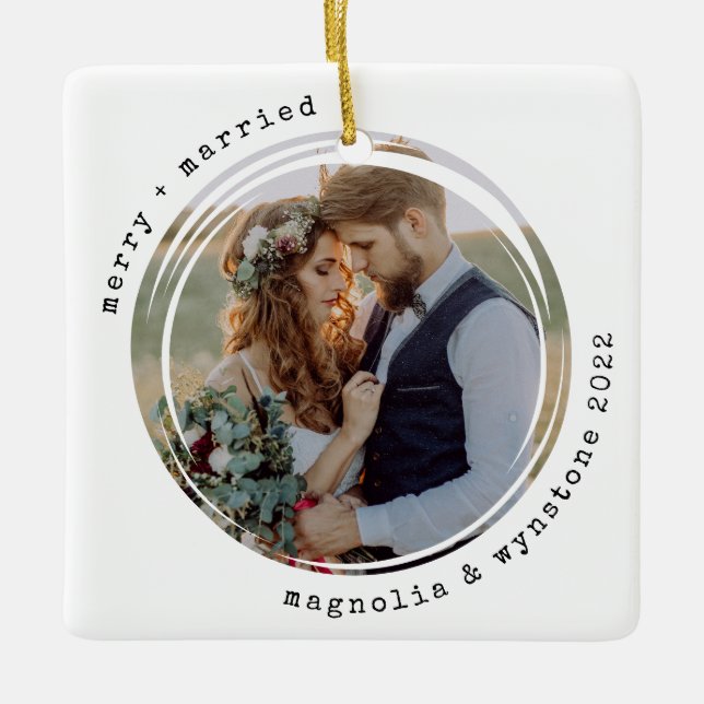 Minimalistisk skrivmaskin | Merry and Married Phot Julgransprydnad Keramik (Framsida)