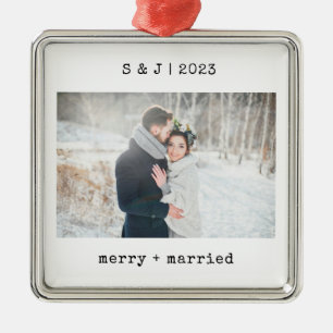 Minimalistisk skrivmaskin   Merry and Married Phot Julgransprydnad Metall