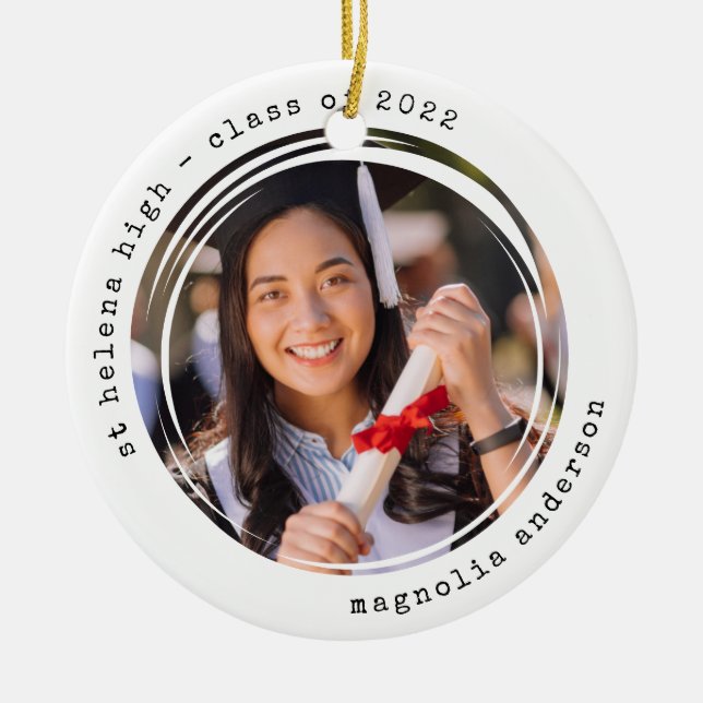 Minimalistisk skrivmaskin | Studenten Photo Julgransprydnad Keramik (Framsidan)