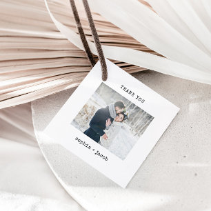 Minimalistisk skrivmaskin Tack med Photo Gåvor Etiketter