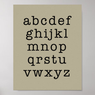 Minimalistisk skrivmaskintypstypning för Alfabet Poster